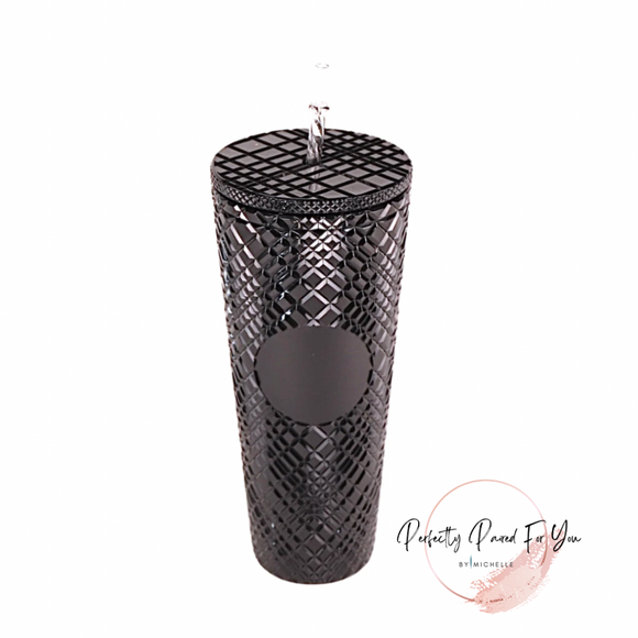 Personalized Glossy Black 24oz Studded Cups