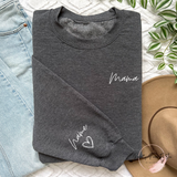 Personalized Heart On Sleeve Mama Crewneck