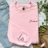 Personalized Heart On Sleeve Mama Crewneck