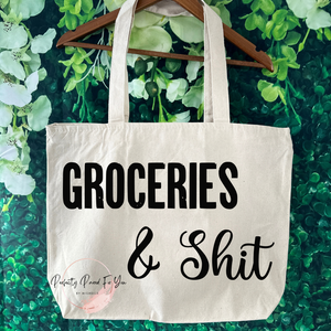 Groceries & Shit Large Zippered Tote