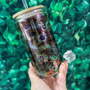 Floral Ghost 16oz Iridescent Glass Tumbler