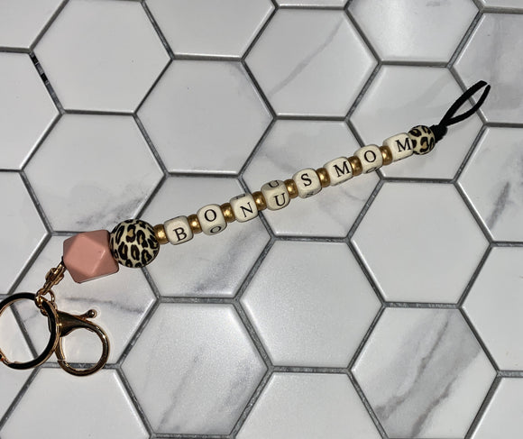 Leopard Bonus Mom Keychain