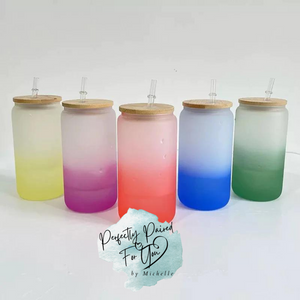 16oz Frosted Colour Change Glass Tumbler