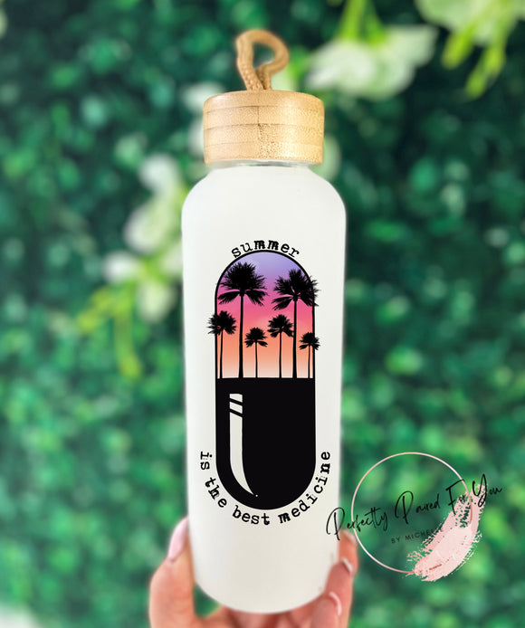 Summer Is The Best Medicine 20oz Frosted Glass Water Bottle