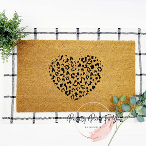 Leopard Heart Door Mat