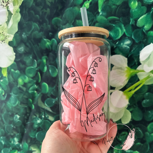 Personalized Birth Flower Glass Tumbler