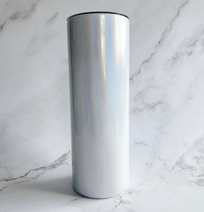 Customizable White Shimmer 20oz Tumbler