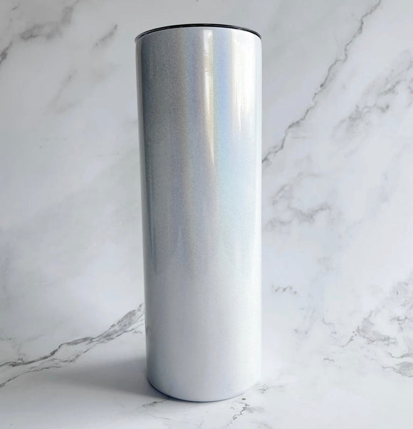 Customizable White Shimmer 20oz Tumbler