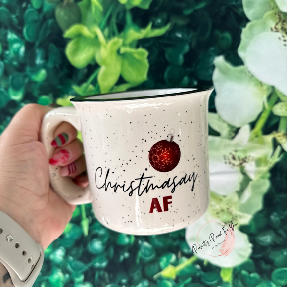 Christmasay AF 13oz Ceramic Speckled Mug